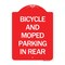 Signmission Bicycle and Moped Parking in Rear, Red & White Aluminum Architectural Sign, 18" x 24", RW-1824-24326 A-DES-RW-1824-24326 - alternate 1